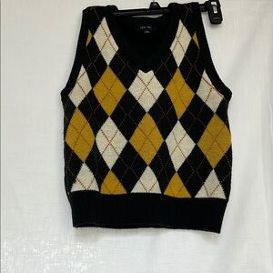 Love Tree Argyle Sweater Vest - Black and Yellow